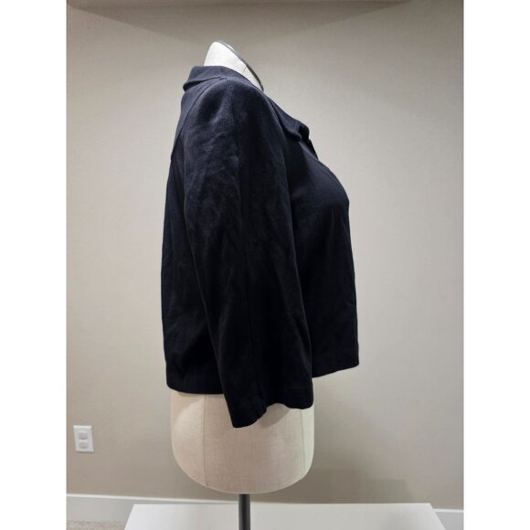 Black Cropped Cardigan With Button Front & 3/4 Sleeves - Picture 5 of 7